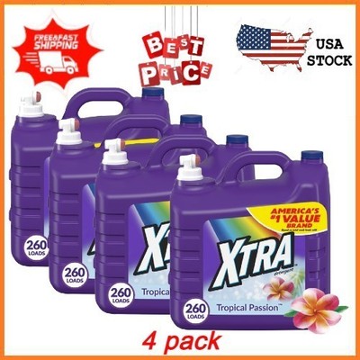 NEW 4 pack Xtra Tropical Passion, 260 Loads Liquid Laundry Detergent, 312 fl oz