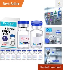 2ml Clear Sterile Glass Vials with Self Healing Port and Aluminum Cap - 10 Vials