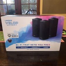 Linksys Velop AC2200 WHW0303B Tri Band Mesh Wi-Fi 5 System (3-Pack) Black