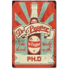 Dr Pepper Sign Metal tin Vintage look. metal Soda SIGN Tin PEPPER Bar . decor