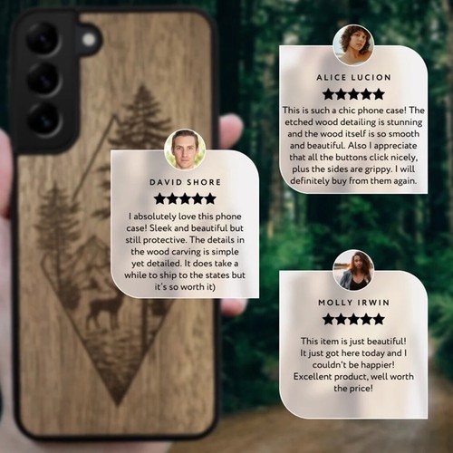 Deer Woodland - Wooden Galaxy S23 Ultra Case, S22 Plus, S21 FE, S21, S20 - Photo 5 sur 27
