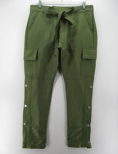Pantalone MNML Uomo 33 Verde Cargo Jogger Streetwear Caviglia Snap Utility Outdoor 33X31