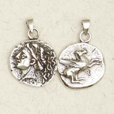 Aphrodite Greek Olympian or Venus Roman Goddess of Love Pewter Coin Pendant 