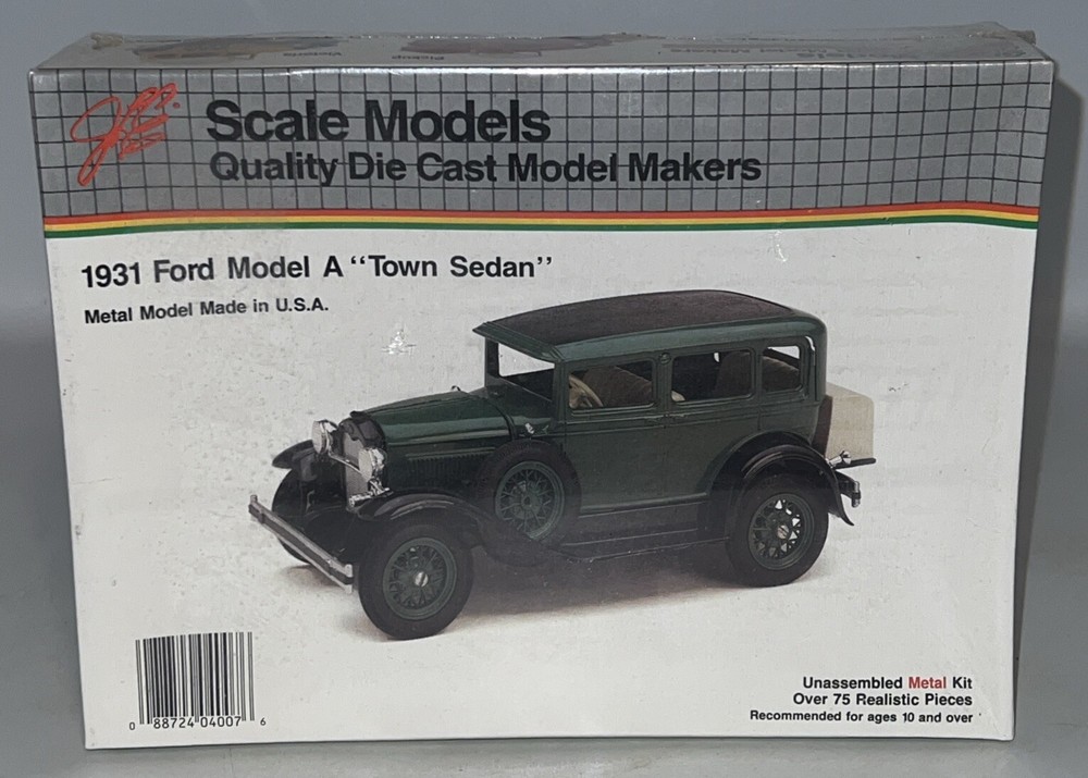 Scale Models 4007 1:20 1928 Ford Model A Town Sedan Metal Model Kit ~ Open Box