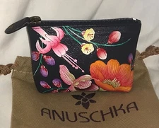 ANUSCHKA🌸Zip Top Small Coin Pouch-Moonlit Meadow 1031-MLM