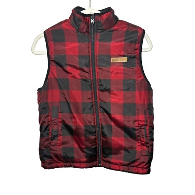 Buffalo David Bitton Sz M (10-12) Buffalo Plaid Reversible Vest Sherpa  Youth