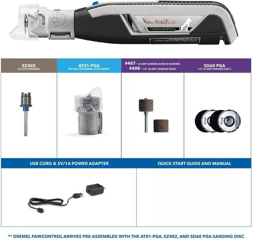 Dog Nail Grinder - Cordless Rechargeable Trimmer for Dogs/Cats/Small Pets - Picture 2 of 11