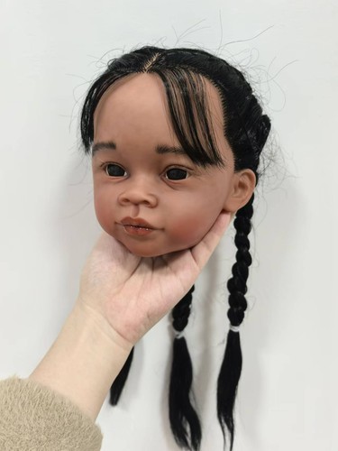 30in Reborn Baby Painted Kit Toddler Girl Doll Rooted Hair Cloth Body Dark Skin - Picture 5 of 8
