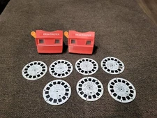 Vtg GAF View-Master Red 3D Viewer w/ Orange Ball Lever  Visual View Master Only