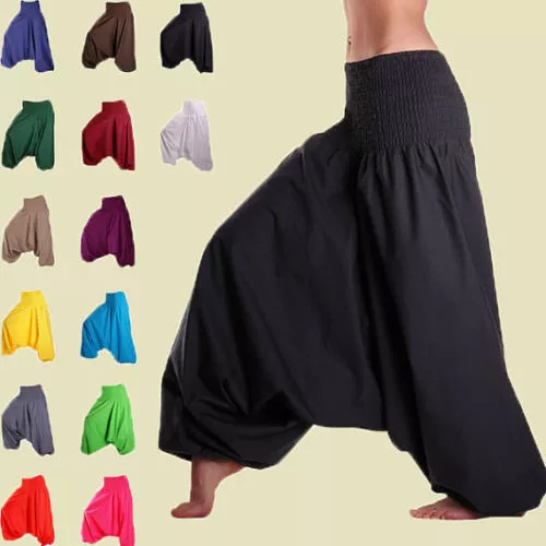 Women Harem Pants Cotton Aladdin Trouser Men Baggy Yoga Jinny