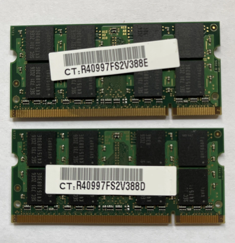 Samsung 1 GB SO-DIMM DDR2 Desktop Memory (M470T2953EZ3) - Lot of 2pc - Image 2 of 2