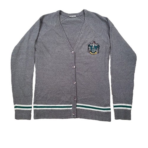 Box Lunch Cardigan Womens Gray Knit Harry Potter Slytherin Crested Raglan