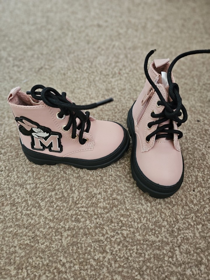 H&M Baby Girl Minnie Mouse Pink Boots Winter Snow 23 Uk / 1819 Eur