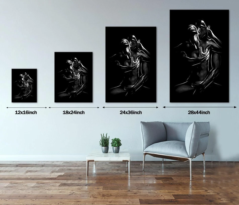 Póster mural arte de pared lienzo pintura sexy amante abstracto blanco y negro Foto 2 de 2
