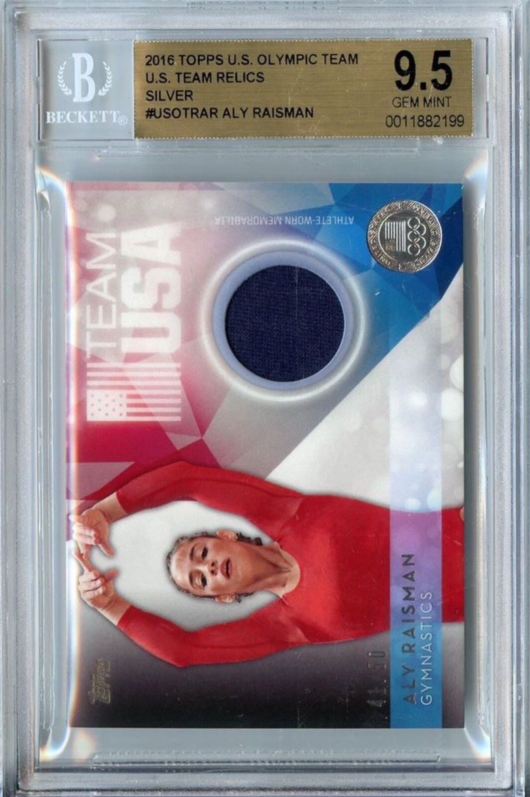 2016 Topps US Olympic Memorabilia Silver Relic /50 Aly Raisman USOTR-AR BGS 9.5