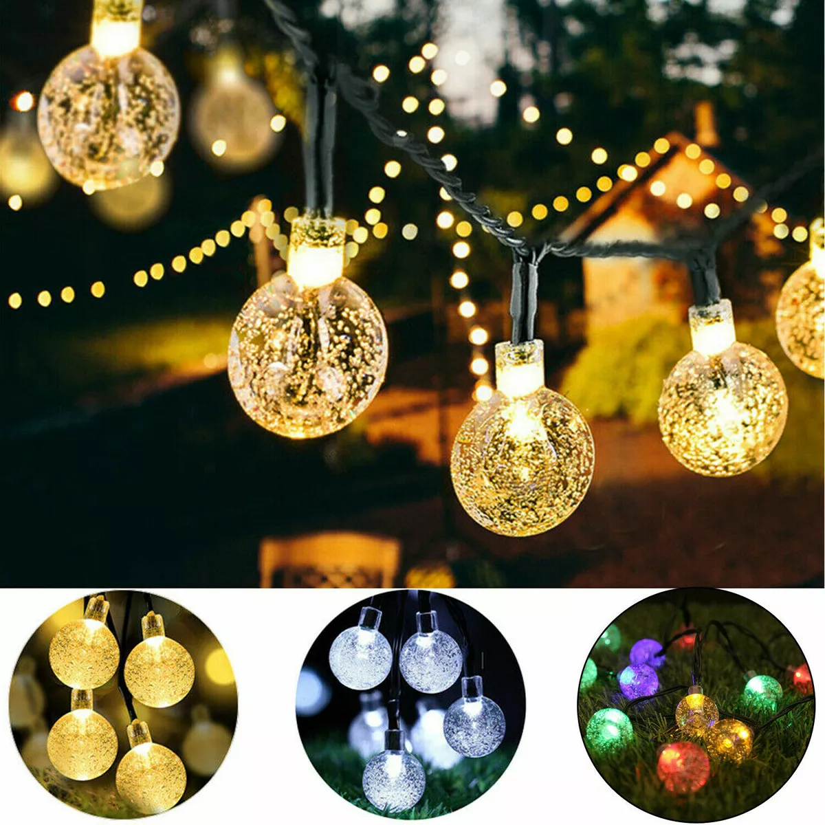 Solar powered online white christmas lights