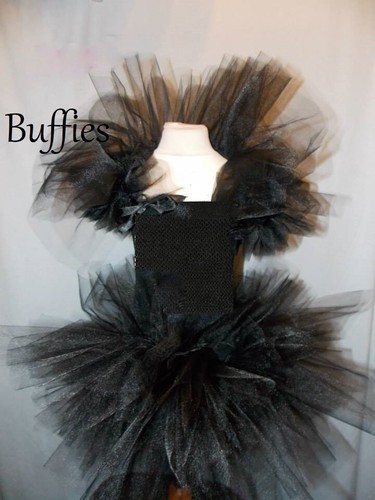Mädchen Schwarz Schwan Hexe Tänzerin Ballett Kostüm Tutu Kleid Kostüm Halloween - Bild 2 von 4
