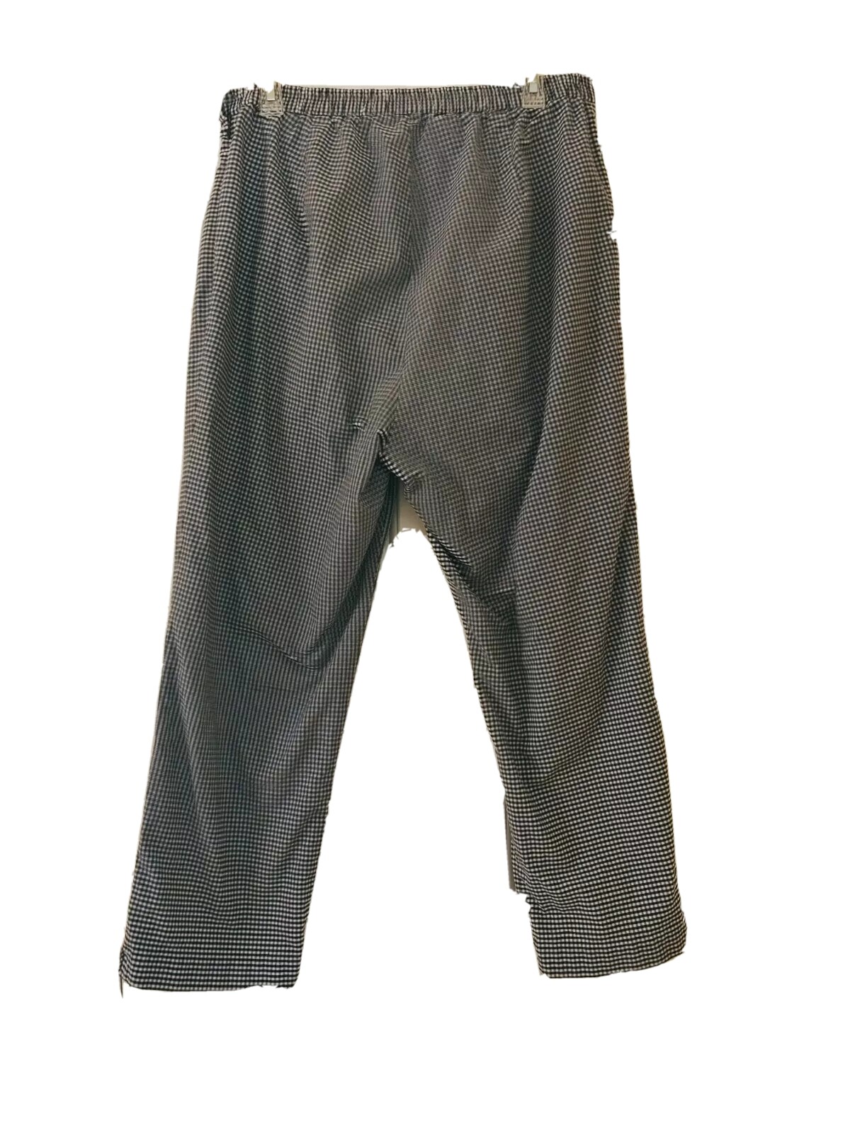 Elana by Tanner Women Navy White Check Stretch Pants 16 Elastic Back 