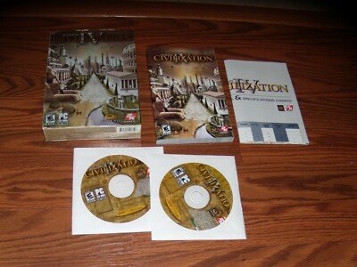 Sid Meier's Civilization IV (PC, 2005) Game CD-ROm with box, manual and poster