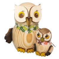 Eule Mit Kind Holzfigur 7Cm Erzgebirge Eulendeko Handarbeit Mutter Kind Sammler