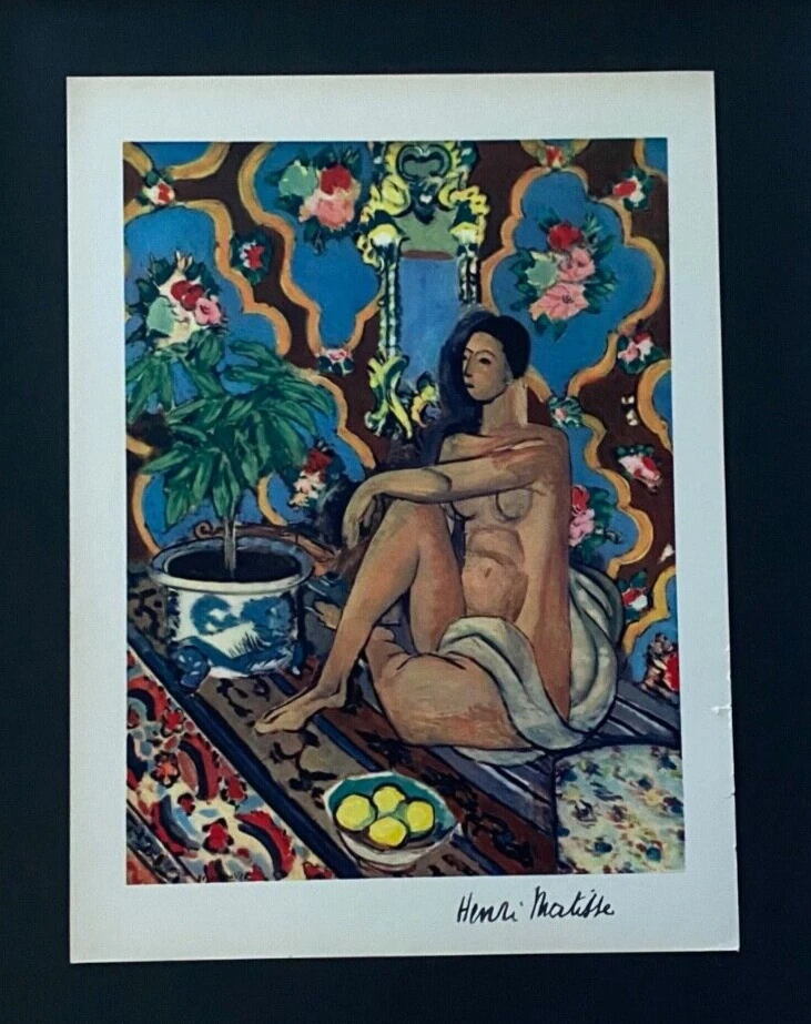 HENRI MATISSE + VINTAGE 1948 LINDA IMPRESSÃO ASSINADA + EMOLDURADA  - Imagem 2 de 3