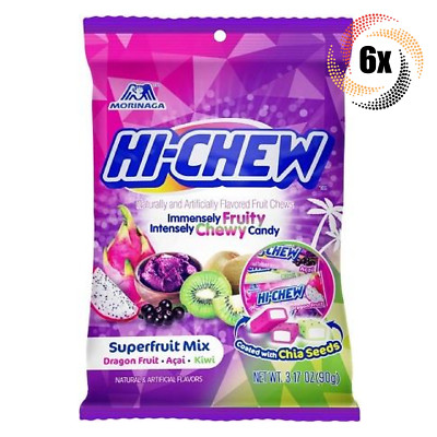 6x Bags Morinaga Hi-Chew Superfruit Mix Assorted Chewy Fruit Chews | 3.17oz