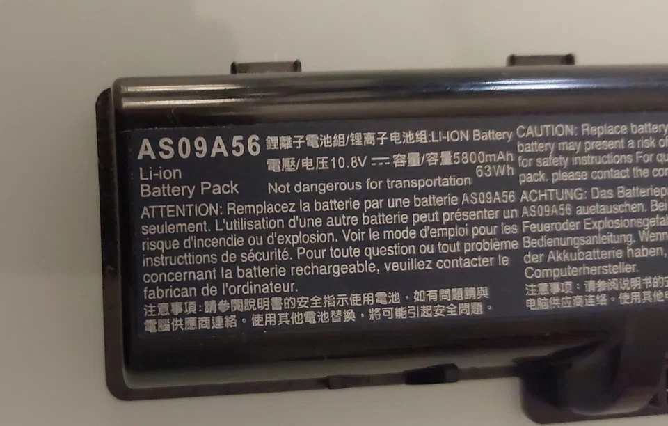 Battery For Acer Packard Bell AS09A56 LI-ION Laptop Battery 10.8V 5800mAh - Image 2 of 3