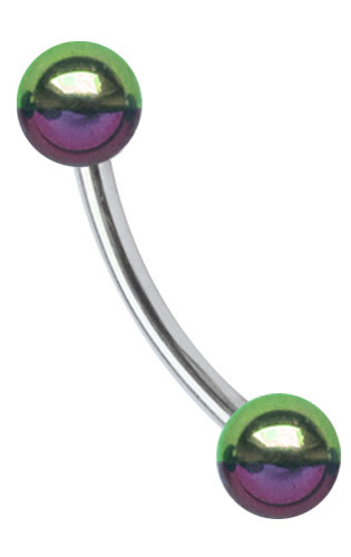 Piercing Jewelry Intimate Titan Banana 1,6mm With 2 Anodized Steel Balls IN 5mm - Picture 1 of 8