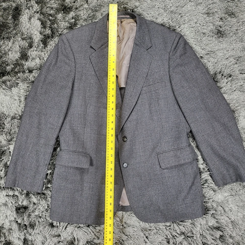 Chaqueta Blazer Ernesto Bellini Para Hombre 44R Gris Rayas Lana Manga Larga Muesca Solapa Foto 4 de 4
