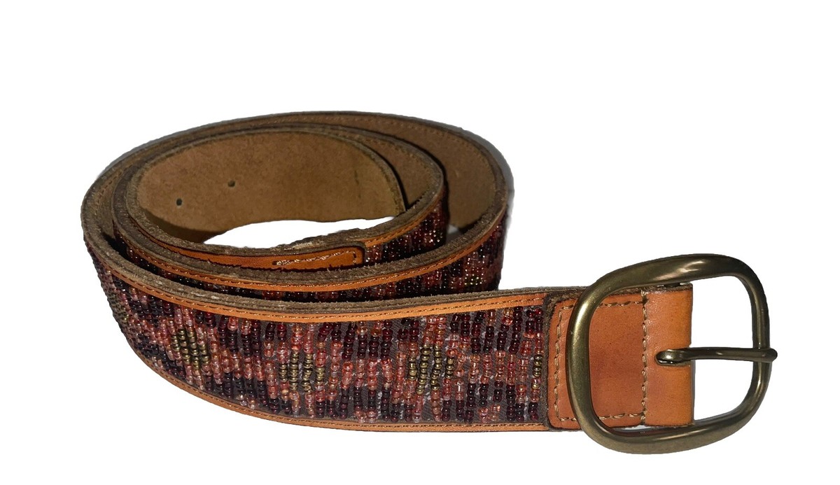 Lucky Brand Belt Leather Beaded Womens Bohemian Southwestern  display picture 3