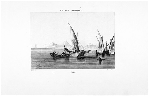 GRÈCE - ÎLE de CORFOU (ou CORCYRA) vue de la MER - Gravure du 19e siècle - Picture 2 of 2