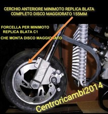 CERCHIO ANTERIORE  MINIMOTO REPLICA BLATA C1 C2 MTA4 Mozzo 10CM COMPLETO  DISCO 