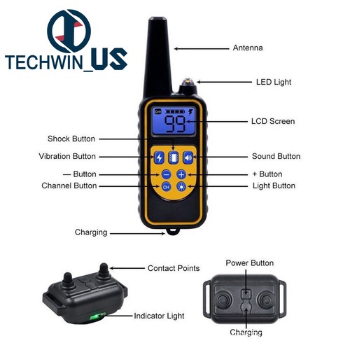 Waterproof Electric 800m Remote Pet Trainer Shock Training Collar B2AM - Picture 5 of 13