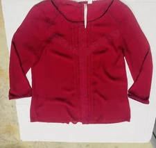 LAUREN CONRAD Women Size XS Crimson Red Blouse Button Back EUC