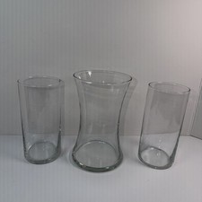Set Of 3 Tabletop Clear Glass Flared  Tall Glass Vases Centerpiece 7.5   8  