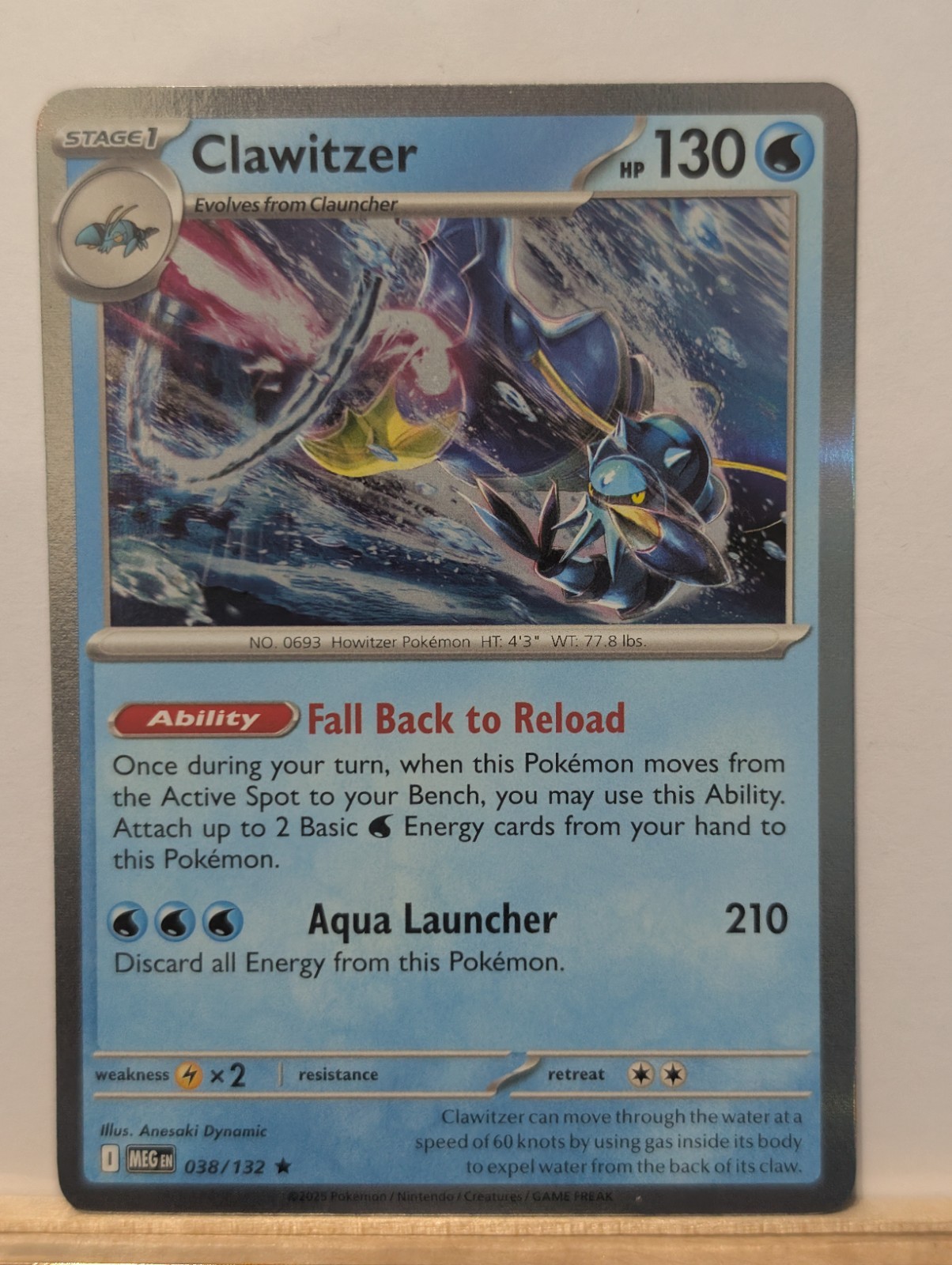 Clawitzer 038/132 Me01: Mega Evolution Holo Pokemon TCG in NM Condition