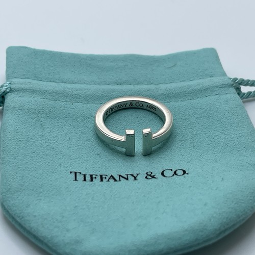 Tiffany & Co. 925 Sterling Silver T Square Ring Band Ring Size 8