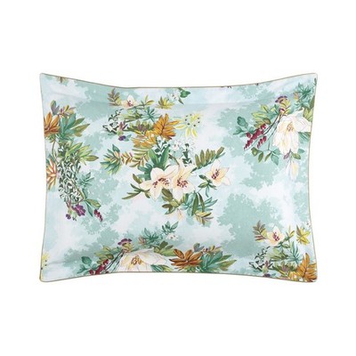 YVES DELORME PANORAMA 2 STANDARD SHAMS LILY FLOWER BOTANICAL TURQUOISE GREEN NEW