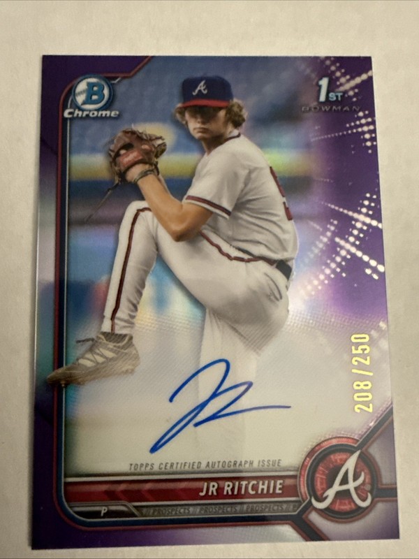 2022 Bowman Chrome Jr Ritchie 1st Bowman Purple Auto /250 True Purple Braves