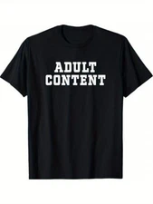 Men's "Adult Content" Graphic T-Shirt - Black Casual Crew Neck T-Shirt