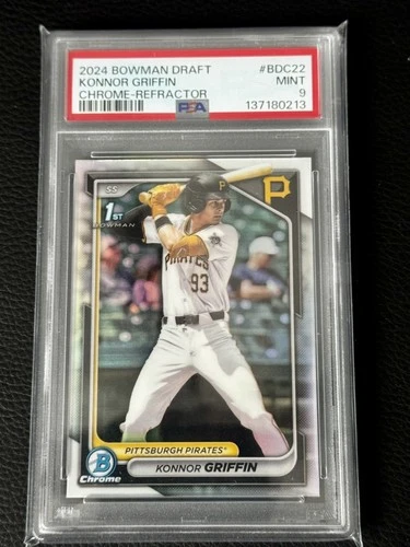 2024 BOWMAN DRAFT #BDC-22 KONNOR GRIFFIN CHROME REFRACTOR 1ST PROSPECT PSA 9