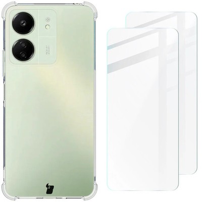 Handyhülle + 2x Glas für Xiaomi Redmi 13 4G Bizon Case Cover Tasche Transparent