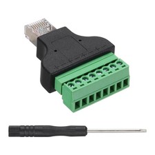 1 Pcs RJ45 Male Plug to 8 Pin Screw Terminal Connector Adapter Black