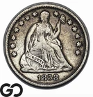 1858 Seated Liberty Half Dime, XF
