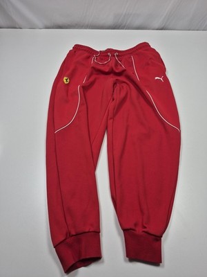 Puma Sweatpants Mens XL Red Ferrari Jogger Pants Track Racing Scuderia Logo