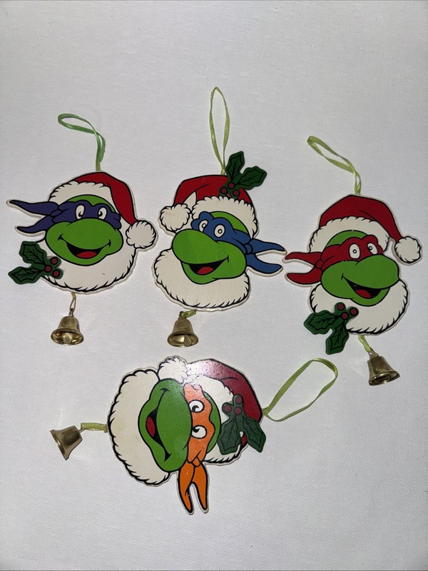 Teenage Mutant Ninja Turtles Vintage 1990 Complete Set 4 Christmas Ornaments
