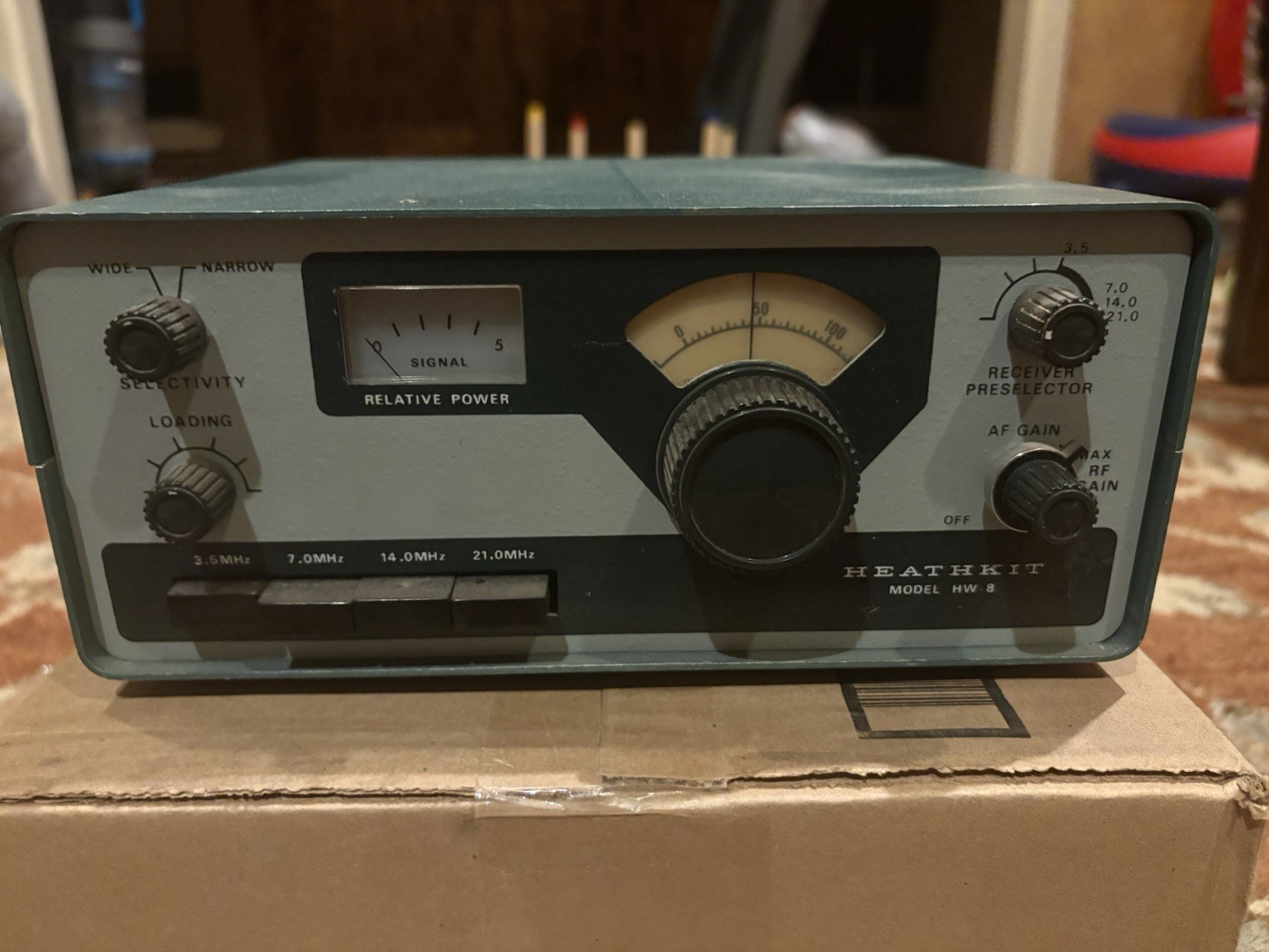 Transceiver Green Instruments Heathkit HW-8 Ham Radio Transceiver HF Mono Band 3.5-21MHz 13V DC Green ...