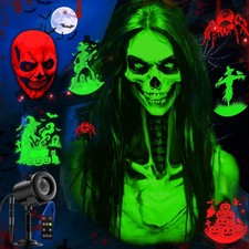12 in 1 Halloween Projector Outdoor,3D Dynamic Red