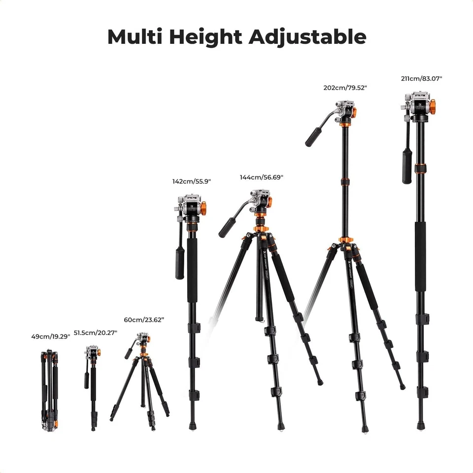 83" Aluminum Camera Tripod with 360° Fluid Head, Compact Travel Tripod for DSLR, - Image 3 of 4