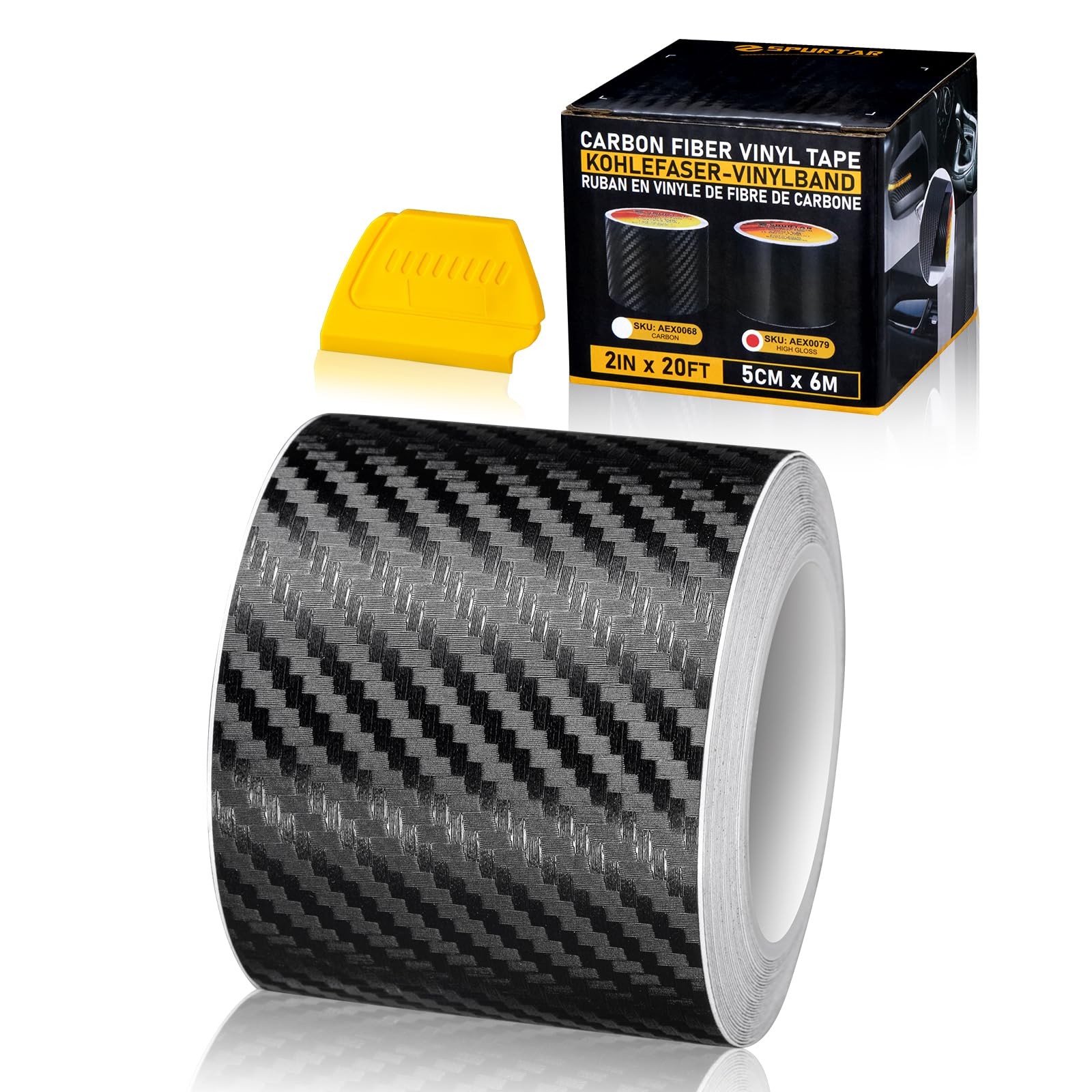 Spurtar Carbon Fiber Wrap Black Vinyl 2 Inch x 20 ft,